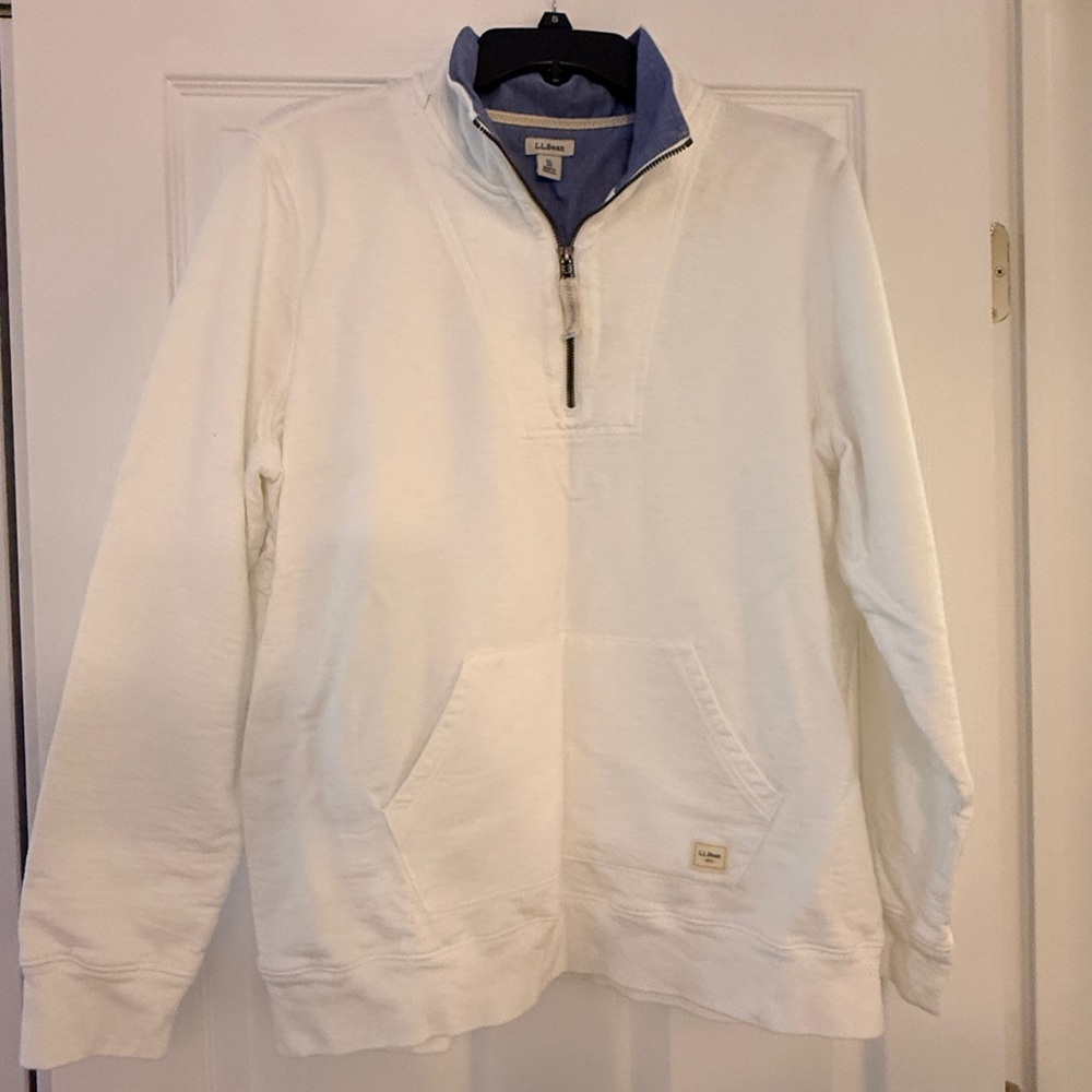 Women’s White Quarter-Zip Sweatshirt.